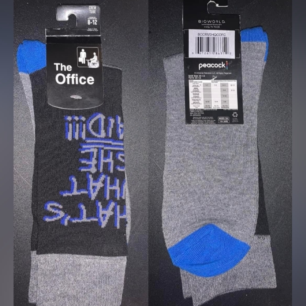 The Office  Men Crew Tube  Sock 8-12